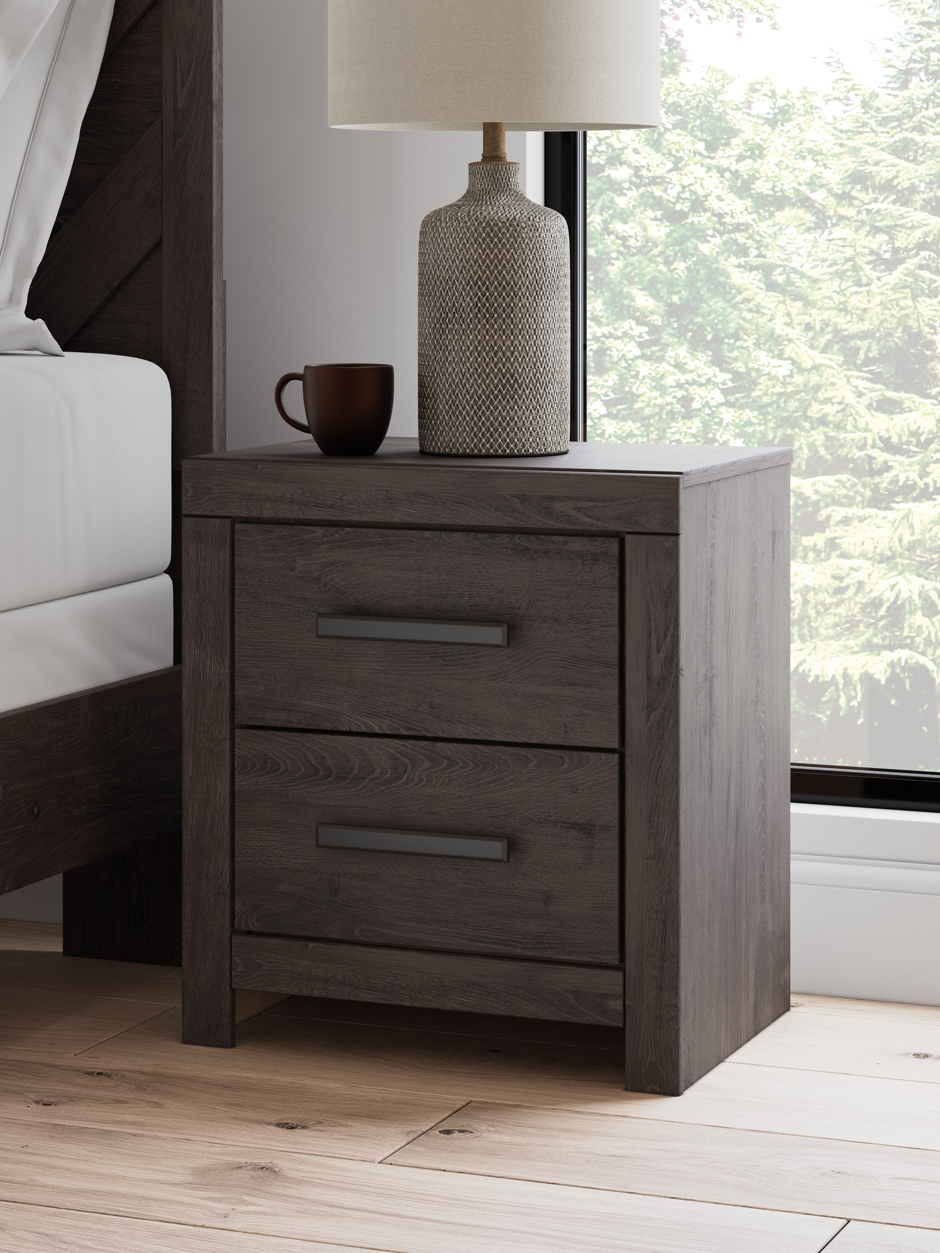 Best Furniture Outlet - Ashley Furniture - Prendonea Bedroom - Two Drawer Night Stand / Charcoal - B3789-92