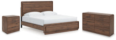 Best Furniture Outlet - Ashley Furniture - Fortlorn Bedroom - King Panel Bed, Dresser and Nightstand / Walnut Brown - PCB386B8