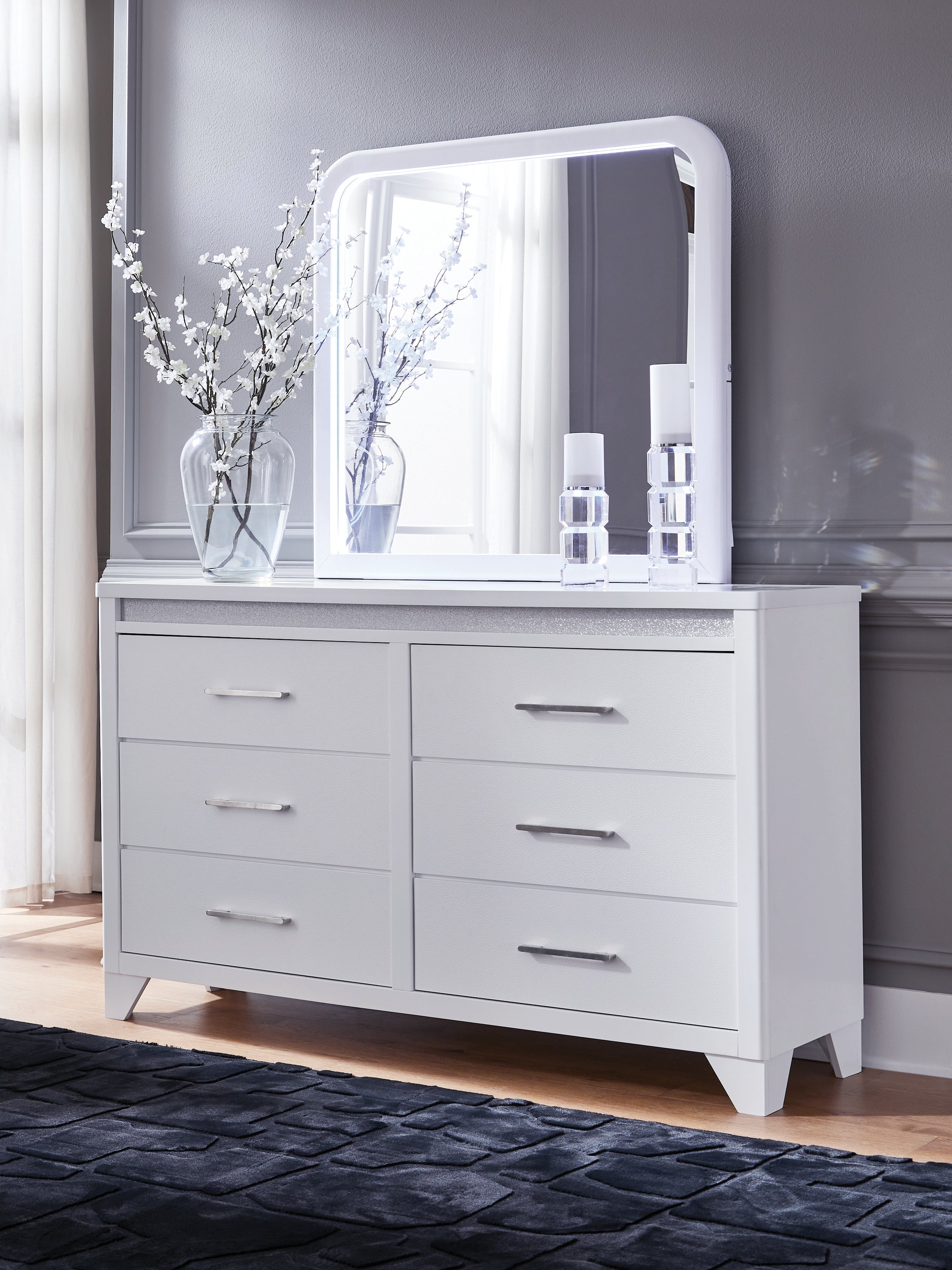 Best Furniture Outlet - Ashley Furniture - Jarlee Bedroom - Dresser and Mirror / White - PCB392B1
