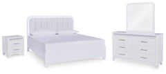 Best Furniture Outlet - Ashley Furniture - Jarlee Bedroom - King Panel Bed, Dresser, Mirror and Nightstand / White - PCB392B7