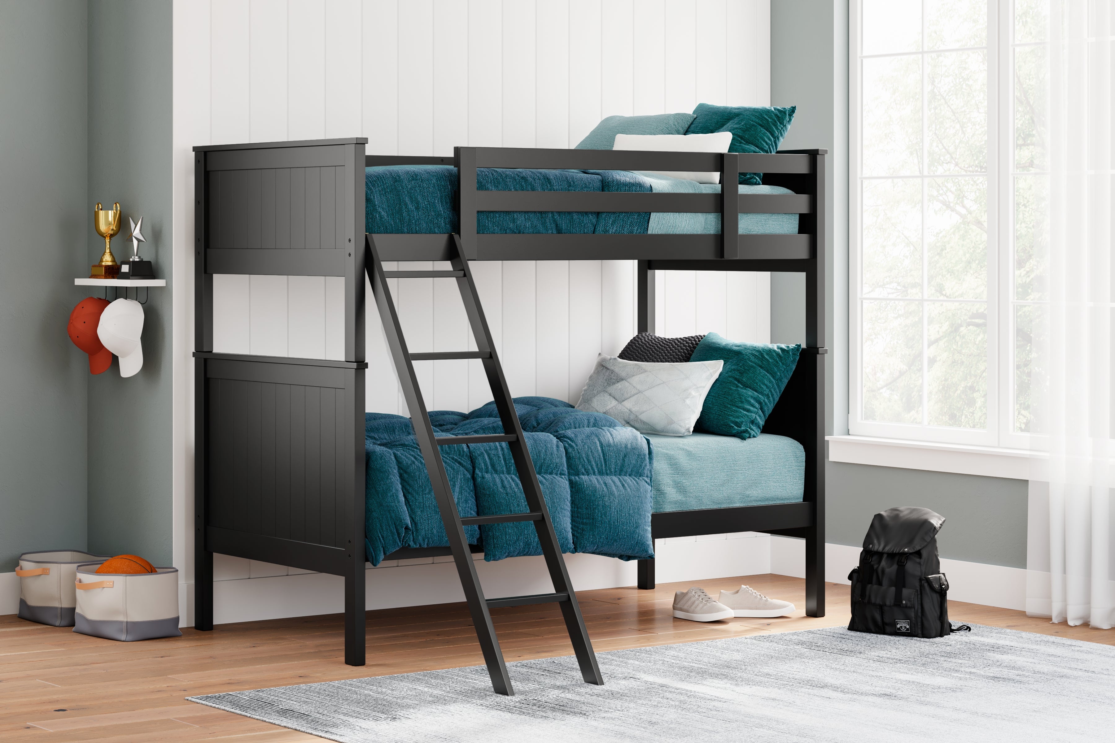Best Furniture Outlet - Ashley Furniture - Nextonfort Bedroom - Twin over Twin Bunk Bed / Blue - B396B2