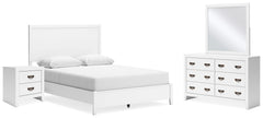 Best Furniture Outlet - Ashley Furniture - Binterglen Bedroom - Queen Panel Bed, Dresser, Mirror and Nightstand / White - B427B14