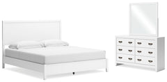 Best Furniture Outlet - Ashley Furniture - Binterglen Bedroom - King Panel Bed, Dresser and Mirror / White - B427B12