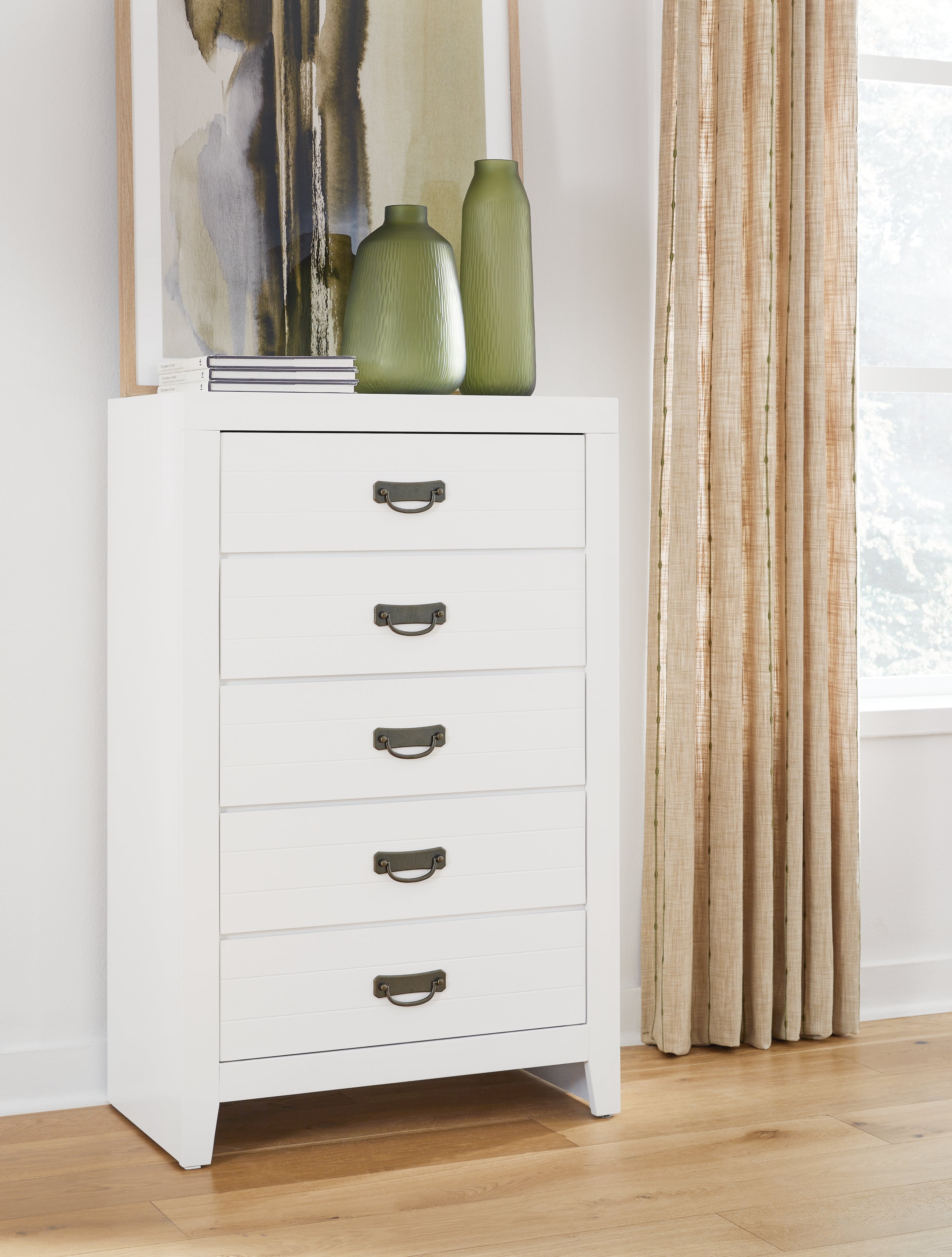 Best Furniture Outlet - Ashley Furniture - Binterglen Bedroom - Five Drawer Chest / White - B427-46