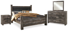 Best Furniture Outlet - Ashley Furniture - Wynnlow Bedroom - King Poster Bed, Dresser, Mirror and Nightstand / Gray - B440B29