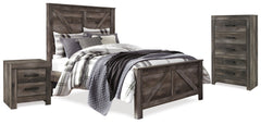 Best Furniture Outlet - Ashley Furniture - Wynnlow Bedroom - Queen Crossbuck Panel Bed, Chest and Nightstand / Gray - B440B28