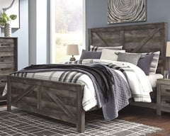 Best Furniture Outlet - Ashley Furniture - Wynnlow Bedroom - King Crossbuck Panel Bed / Gray - B440B11