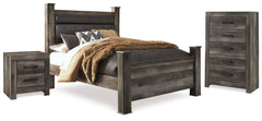 Best Furniture Outlet - Ashley Furniture - Wynnlow Bedroom - Queen Poster Bed, Chest and 2 Nightstands / Gray - B440B30