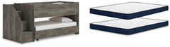 Best Furniture Outlet - Ashley Furniture - Frandern Bedroom - Twin Over Twin Loft Bed and Mattresses / Warm Gray - B4480B27