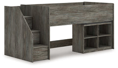 Best Furniture Outlet - Ashley Furniture - Frandern Bedroom - Twin Loft Bed with Bookcase Storage / Gray - B4480B14
