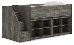 Best Furniture Outlet - Ashley Furniture - Frandern Twin Loft Bed with Bookcase Storage - Twin Loft Bed with Bookcase Storage / Warm Gray - B4480B25
