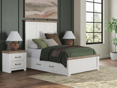 Best Furniture Outlet - Ashley Furniture - Savonport Bedroom - Full Panel Bed with Storage / White/Brown - B4615B19