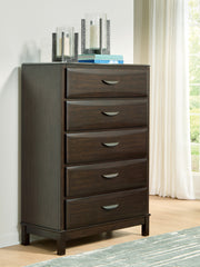 Best Furniture Outlet - Ashley Furniture - Vanmore Bedroom - Five Drawer Chest / Dark Brown - B479-46