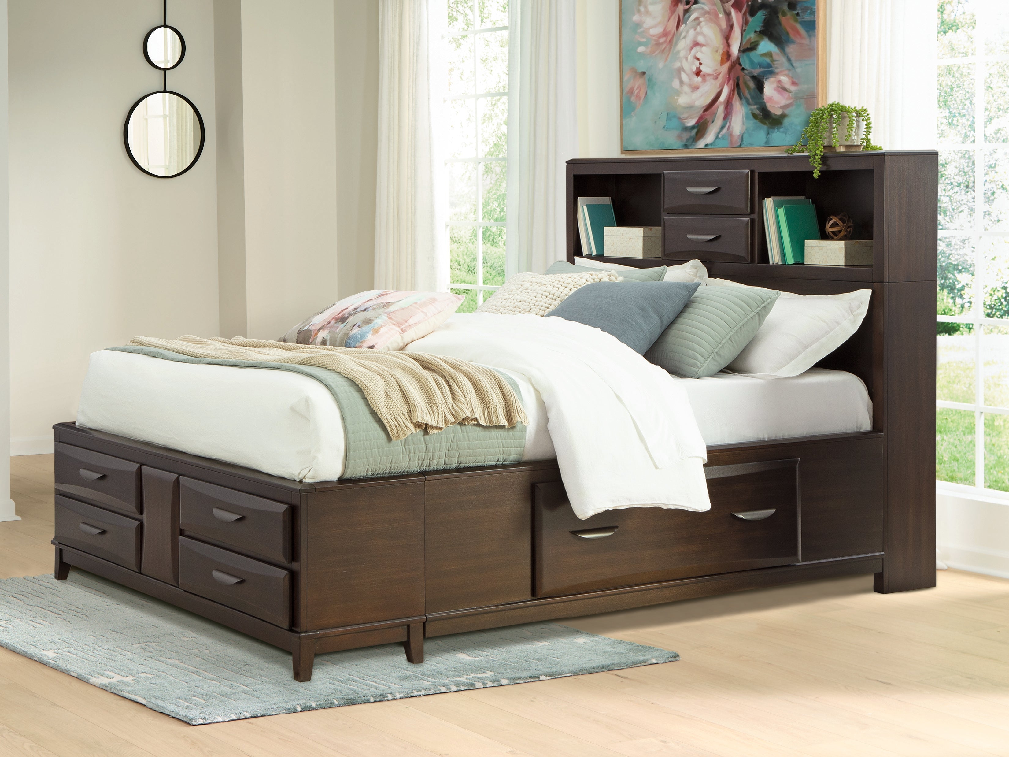 Best Furniture Outlet - Ashley Furniture - Vanmore Bedroom - Queen Storage Bed / Dark Brown - B479B2