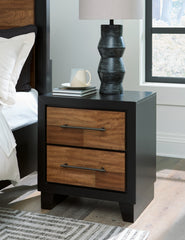 Best Furniture Outlet - Ashley Furniture - Kraeburn Bedroom - Two Drawer Night Stand / Brown/Black - B496-92