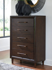 Best Furniture Outlet - Ashley Furniture - Dantenton Bedroom - Five Drawer Chest / Merlot - B611-46
