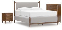 Best Furniture Outlet - Ashley Furniture - Lyncott Bedroom - King Upholstered Bed, Chest and Nightstand / Brown - B615B13