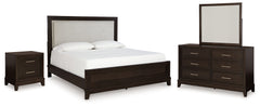 Best Furniture Outlet - Ashley Furniture - Neymorton Bedroom - King Panel Bed, Dresser, Mirror and Nightstand / Dark Grayish Brown - B618B11