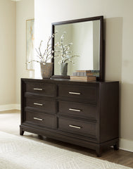 Best Furniture Outlet - Ashley Furniture - Neymorton Bedroom - Dresser and Mirror / Dark Grayish Brown - B618B1