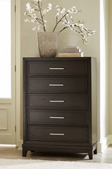 Best Furniture Outlet - Ashley Furniture - Neymorton Bedroom - Five Drawer Chest / Dark Grayish Brown - B618-46