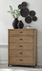 Best Furniture Outlet - Ashley Furniture - Tomtyn Bedroom - Five Drawer Chest / Light Brown - B622-46