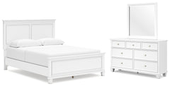 Best Furniture Outlet - Ashley Furniture - Fortman Bedroom - Queen Panel Bed, Dresser and Mirror / White - B680B3