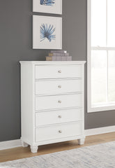 Best Furniture Outlet - Ashley Furniture - Fortman Bedroom - Five Drawer Chest / White - B680-46