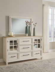 Best Furniture Outlet - Ashley Furniture - Shaybrock Bedroom - Dresser and Mirror / Antique White/Brown - B683B1