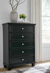Best Furniture Outlet - Ashley Furniture - Lanolee Bedroom - Five Drawer Chest / Black - B687-46