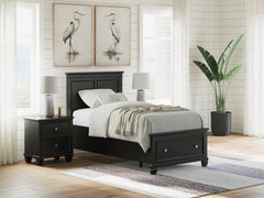 Best Furniture Outlet - Ashley Furniture - Lanolee Bedroom - Twin Panel Storage Bed / Black - B687B21