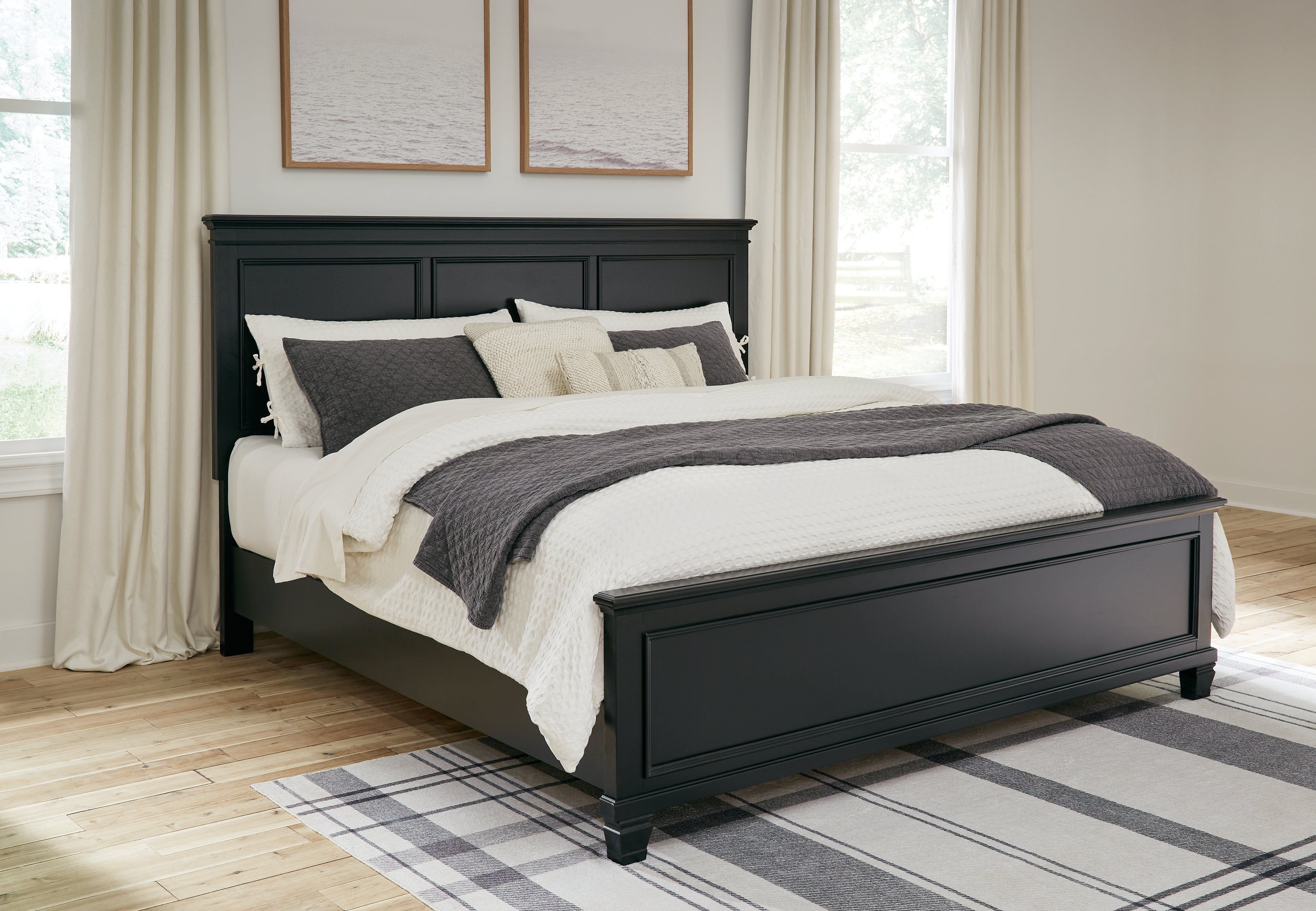 Best Furniture Outlet - Ashley Furniture - Lanolee Bedroom - King Panel Bed / Black - B687B8