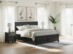 Best Furniture Outlet - Ashley Furniture - Lanolee Bedroom - California King Panel Storage Bed / Black - B687B20