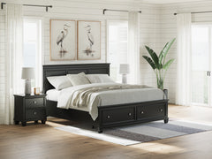 Best Furniture Outlet - Ashley Furniture - Lanolee Bedroom - King Panel Storage Bed / Black - B687B19