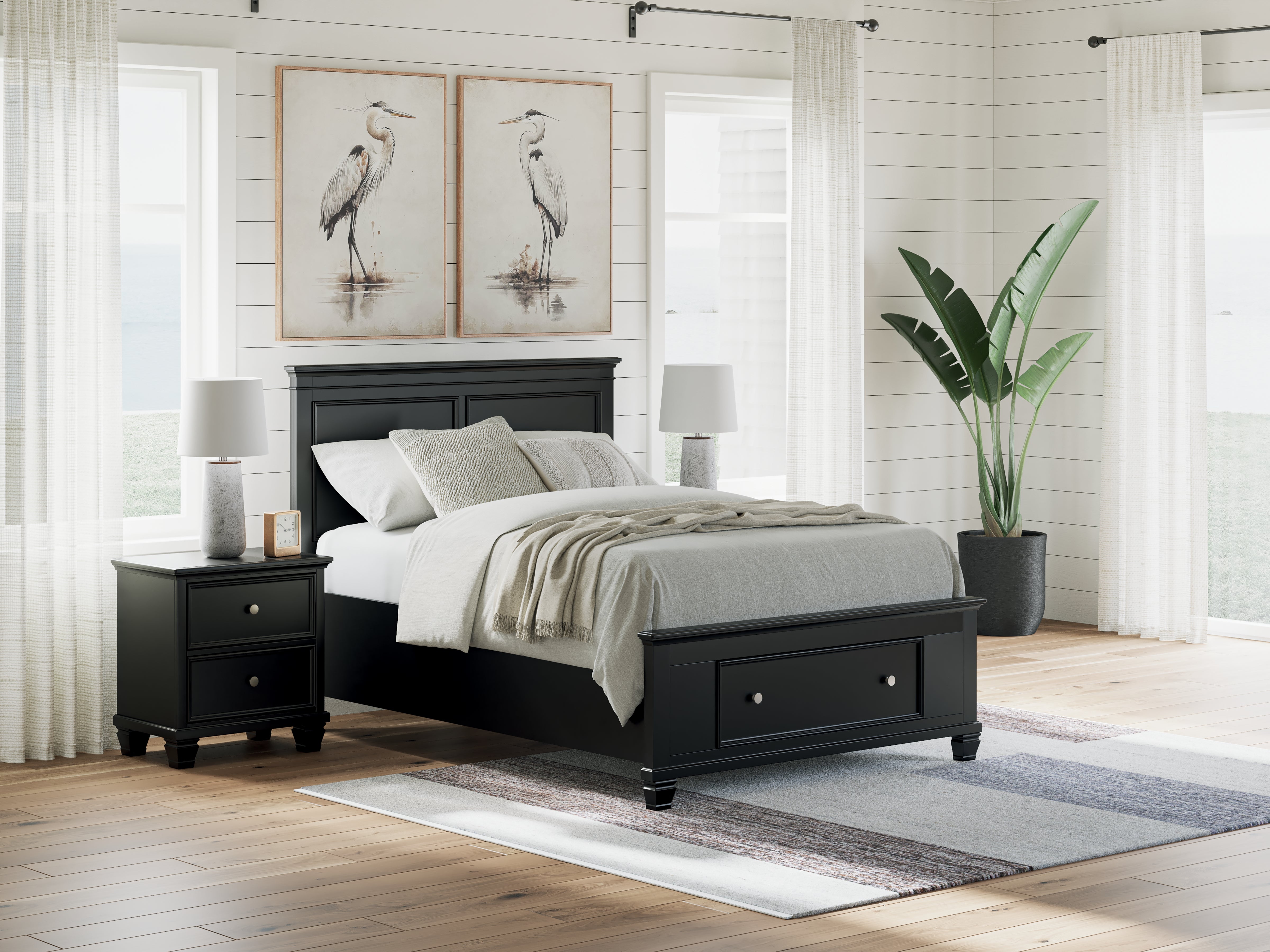 Best Furniture Outlet - Ashley Furniture - Lanolee Bedroom - Full Panel Storage Bed / Black - B687B22