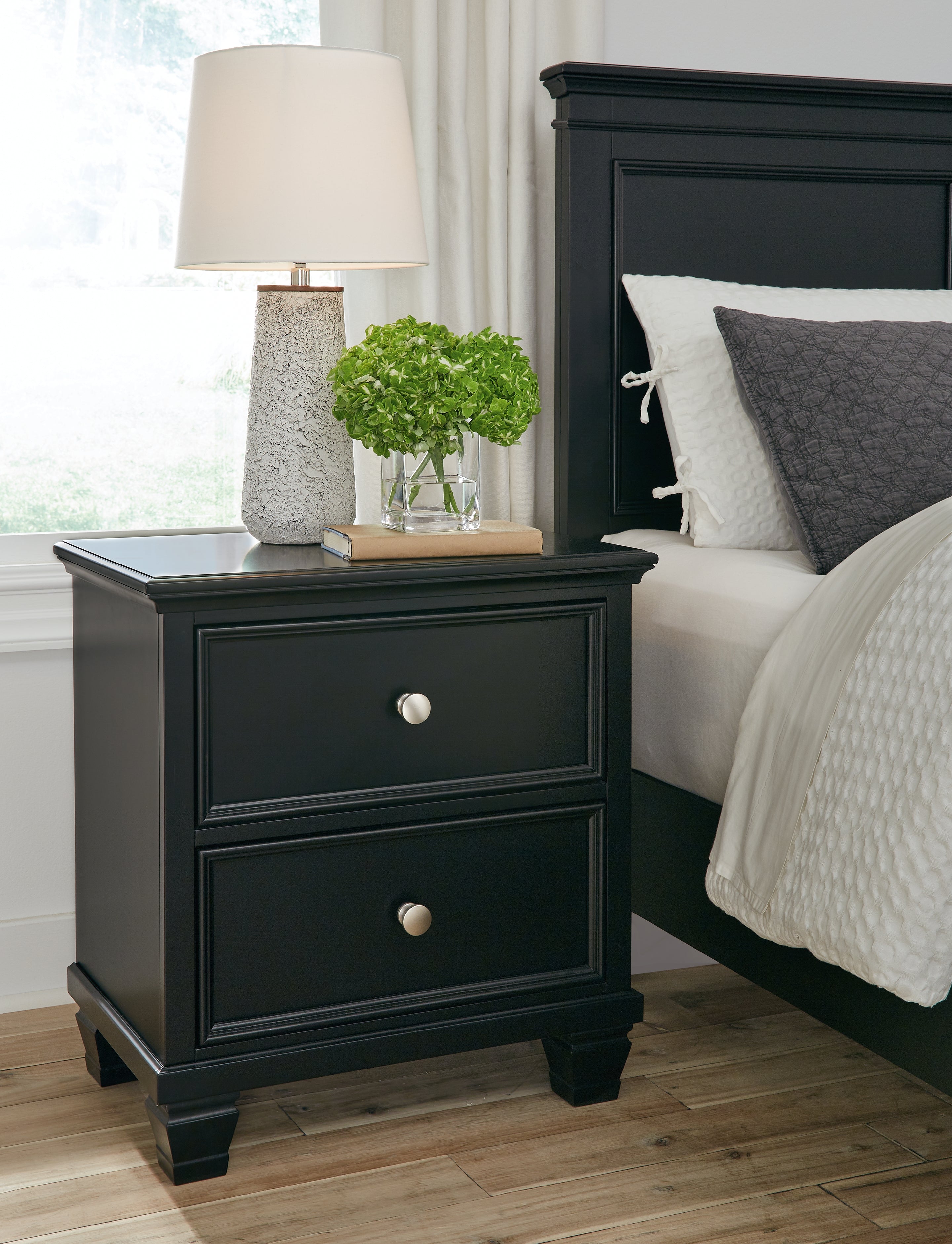Best Furniture Outlet - Ashley Furniture - Lanolee Bedroom - Two Drawer Night Stand / Black - B687-92
