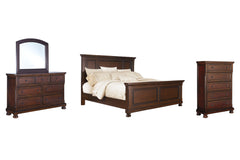 Best Furniture Outlet - Ashley Furniture - Porter Bedroom - King Panel Bed, Dresser, Mirror and Chest / Rustic Brown - B697B37
