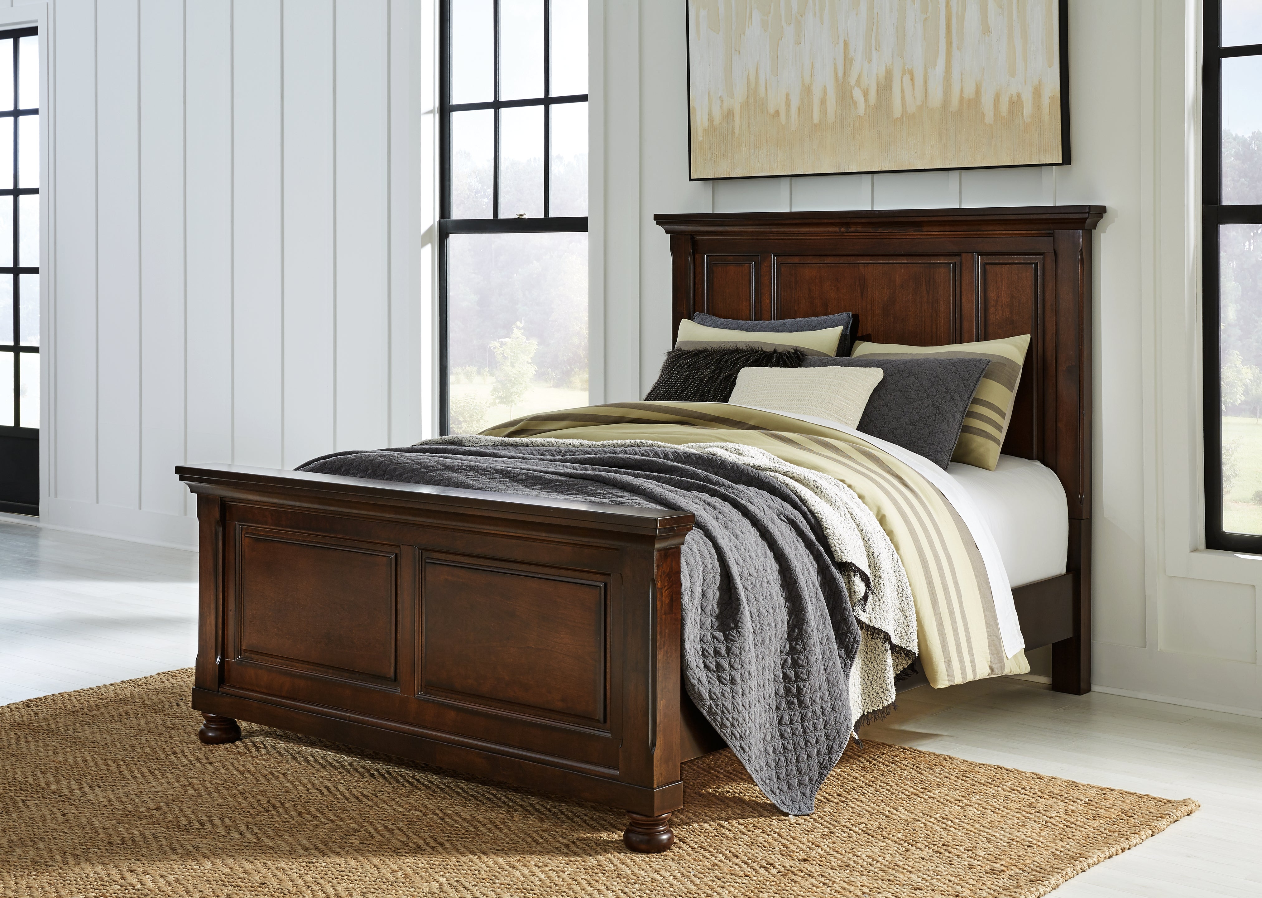 Best Furniture Outlet - Ashley Furniture - Porter Bedroom - Queen Panel Bed / Rustic Brown - B697B2