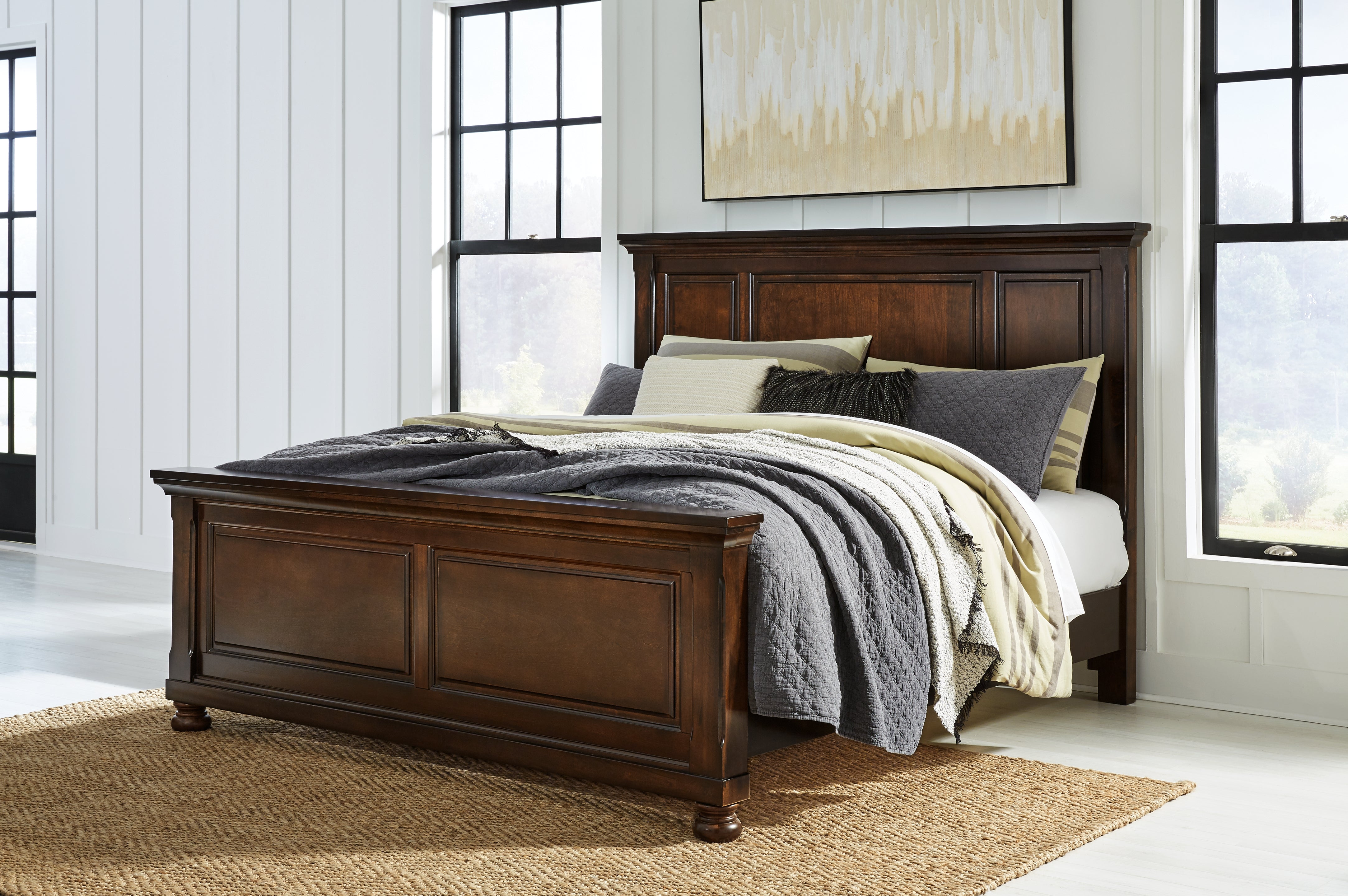 Best Furniture Outlet - Ashley Furniture - Porter Bedroom - King Panel Bed / Rustic Brown - B697B11