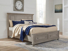 Best Furniture Outlet - Ashley Furniture - Lettner Bedroom - Queen Panel Storage Bed / Light Gray - B733B31