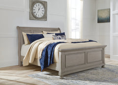 Best Furniture Outlet - Ashley Furniture - Lettner Bedroom - King Sleigh Bed / Light Gray - B733B34