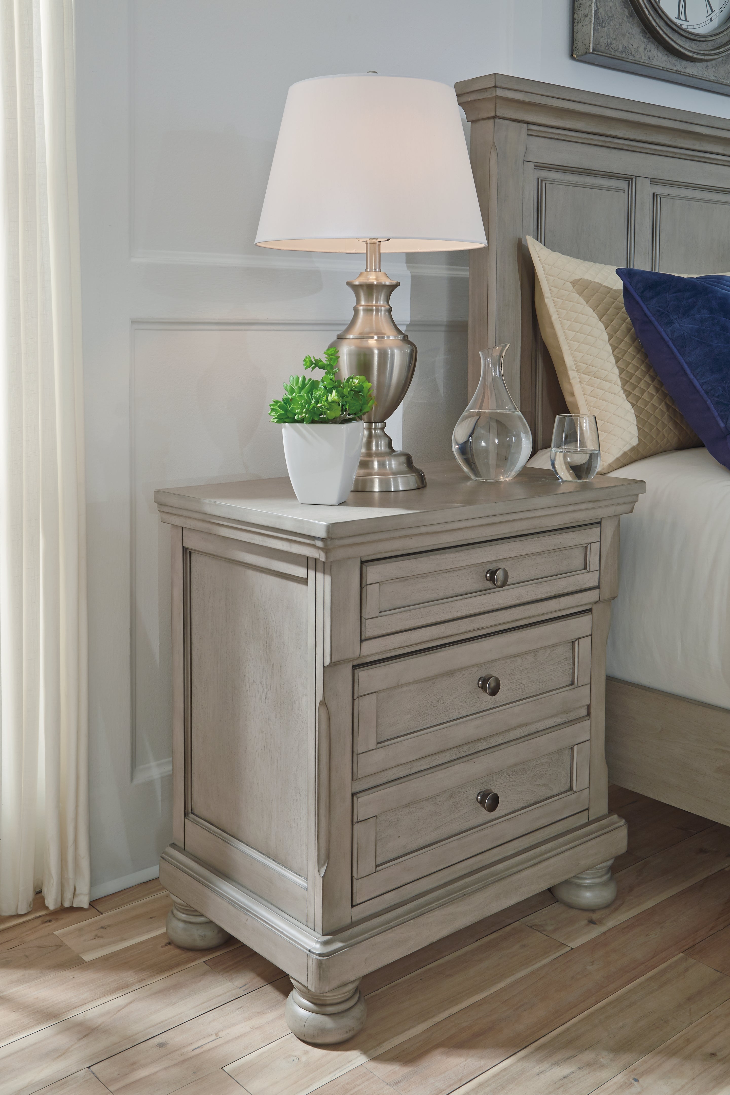 Best Furniture Outlet - Ashley Furniture - Lettner Bedroom - Two Drawer Night Stand / Light Gray - B733-92