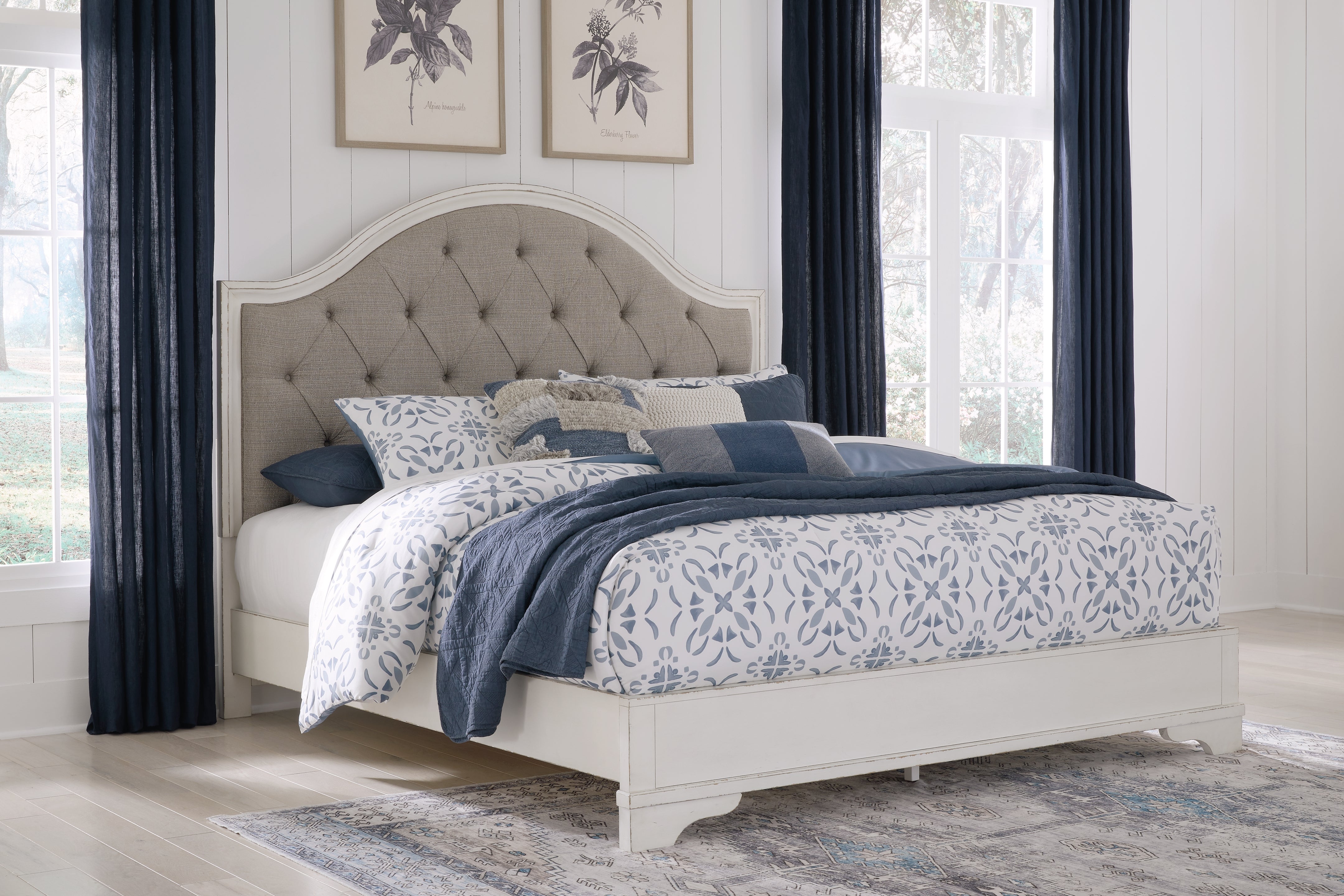 Best Furniture Outlet - Ashley Furniture - Blendon Bedroom - King Upholstered Panel Bed / Rustic Brown - B747B3