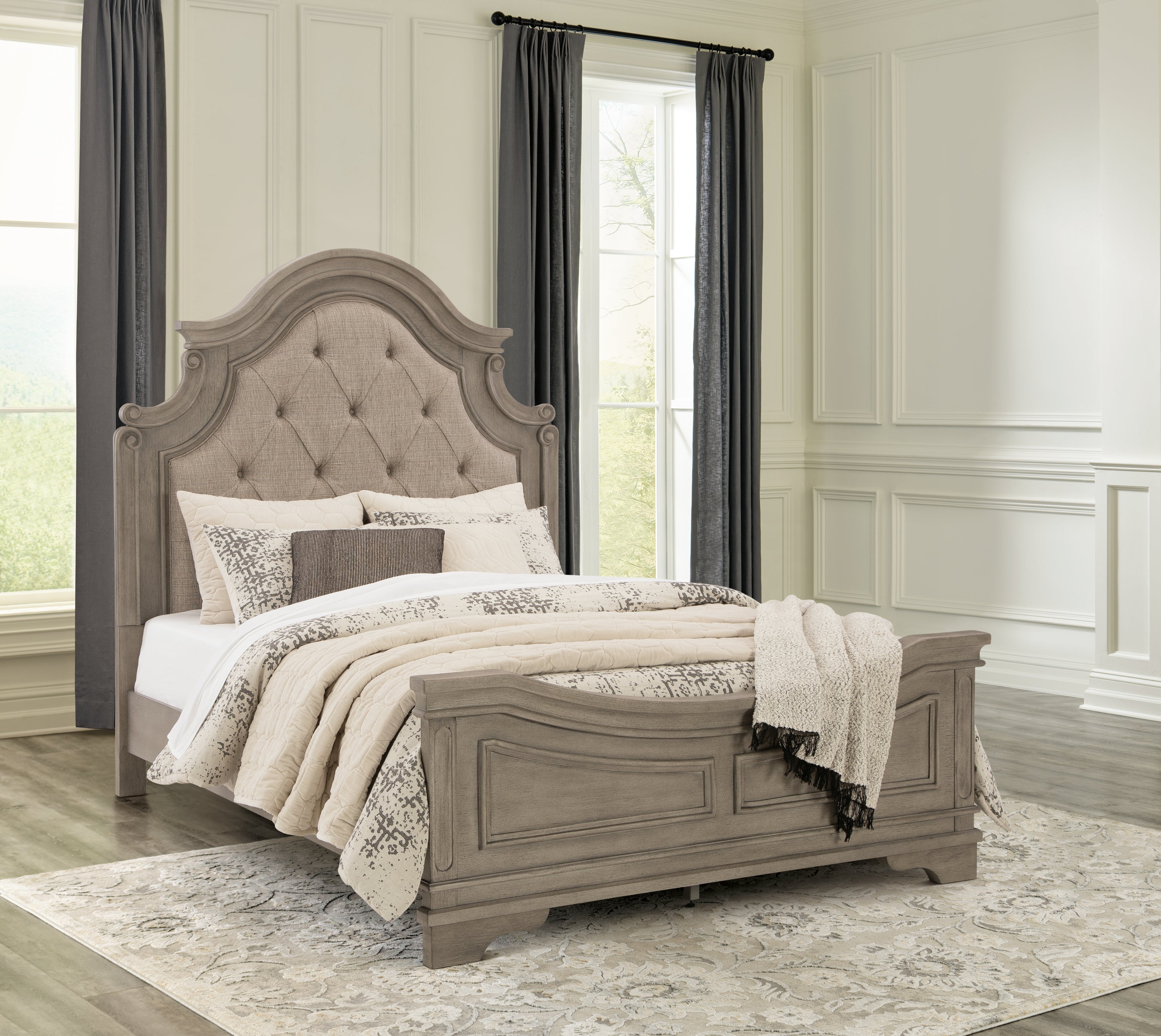 Best Furniture Outlet - Ashley Furniture - Lodenbay Bedroom - Queen Panel Bed / Antique Gray - B751B2