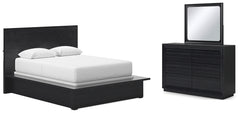 Best Furniture Outlet - Ashley Furniture - Londer Bedroom - Queen Panel Bed, Dresser and Mirror / Black - B768B3