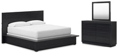 Best Furniture Outlet - Ashley Furniture - Londer Bedroom - California King Panel Bed, Dresser and Mirror / Black - B768B9