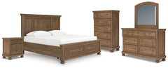 Best Furniture Outlet - Ashley Furniture - Feddinger Bedroom - King Panel Storage Bed, Dresser, Mirror, Chest and Nightstand / Medium Brown - PCB779B17