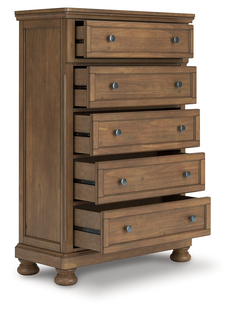 Best Furniture Outlet - Ashley Furniture - Feddinger Bedroom - Five Drawer Chest / Medium Brown - PCB779-46