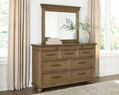 Best Furniture Outlet - Ashley Furniture - Karallin Bedroom - Dresser and Mirror / Medium Brown - PCB782B1