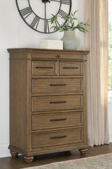 Best Furniture Outlet - Ashley Furniture - Karallin Bedroom - Seven Drawer Chest / Medium Brown - PCB782-46