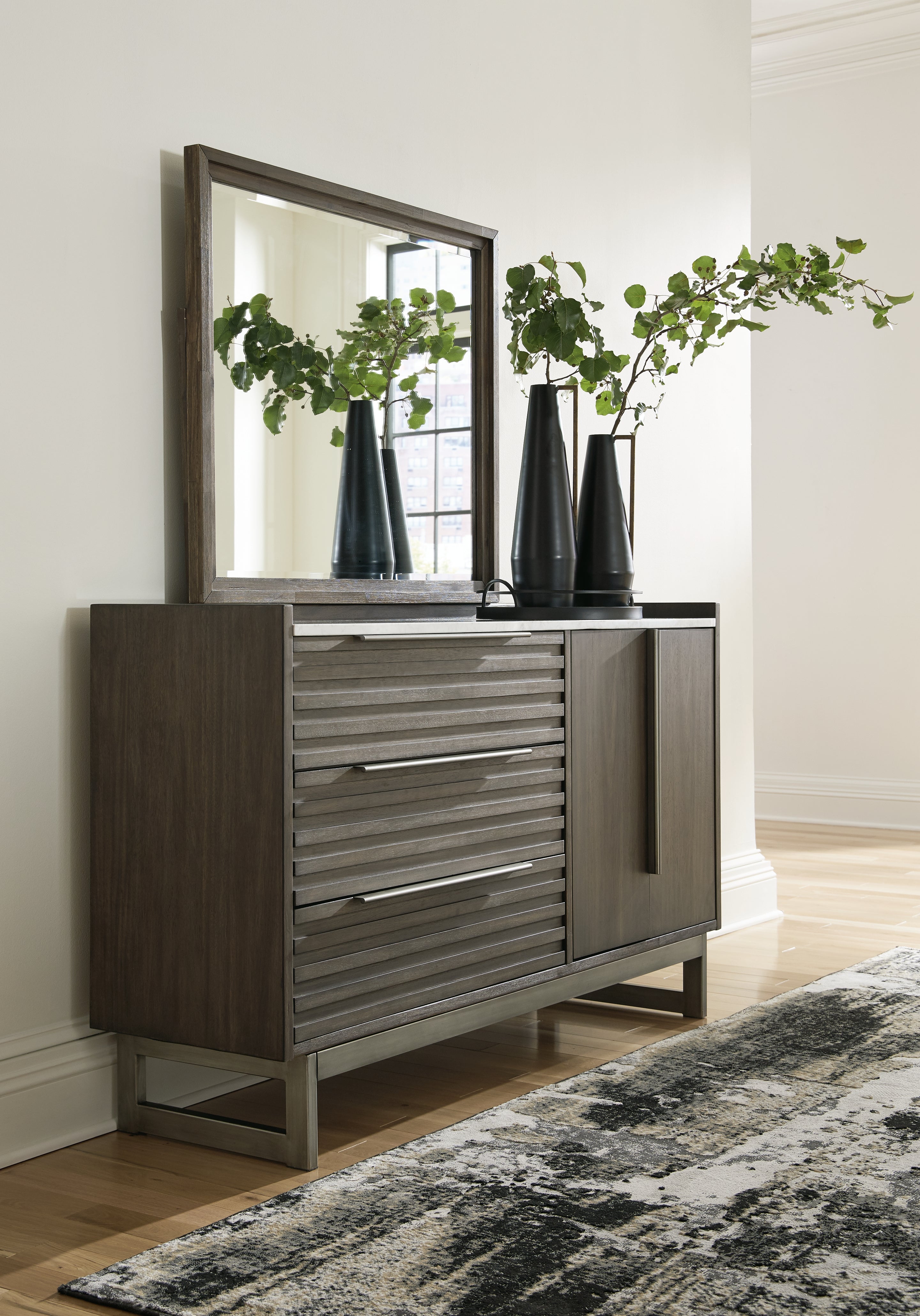 Best Furniture Outlet - Ashley Furniture - Arkenton Bedroom - Two Drawer Night Stand / Grayish Brown/White - B786-92
